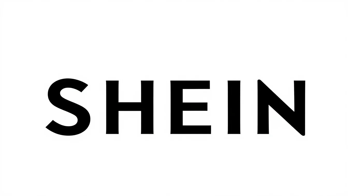 Clean, crisp digital illustration of Shein logo, black and white