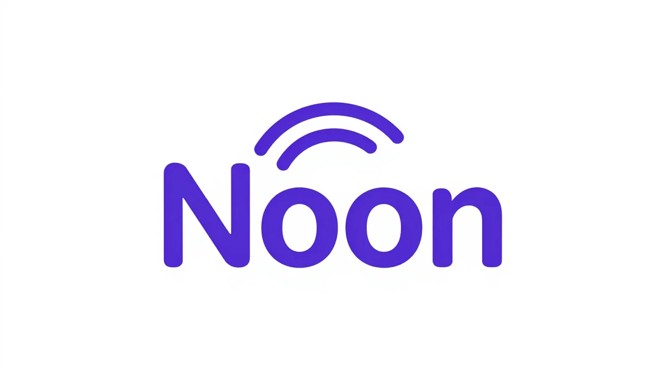 Clean digital illustration of Noon logo on a white background, el